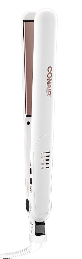 Conair Double Ceramic Flat Iron, 1 Inch, White/Rose Gold | Amazon (US)