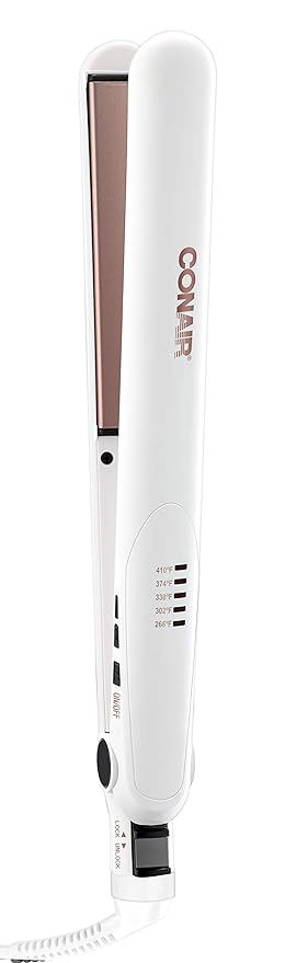 Conair Double Ceramic Flat Iron, 1 Inch, White/Rose Gold | Amazon (US)