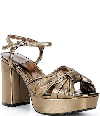 Dalida Metallic Leather Block Heel Platform Sandals | Dillard's