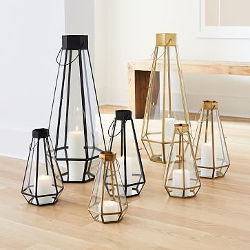 Faceted Glass &amp; Metal Lanterns | West Elm (US)