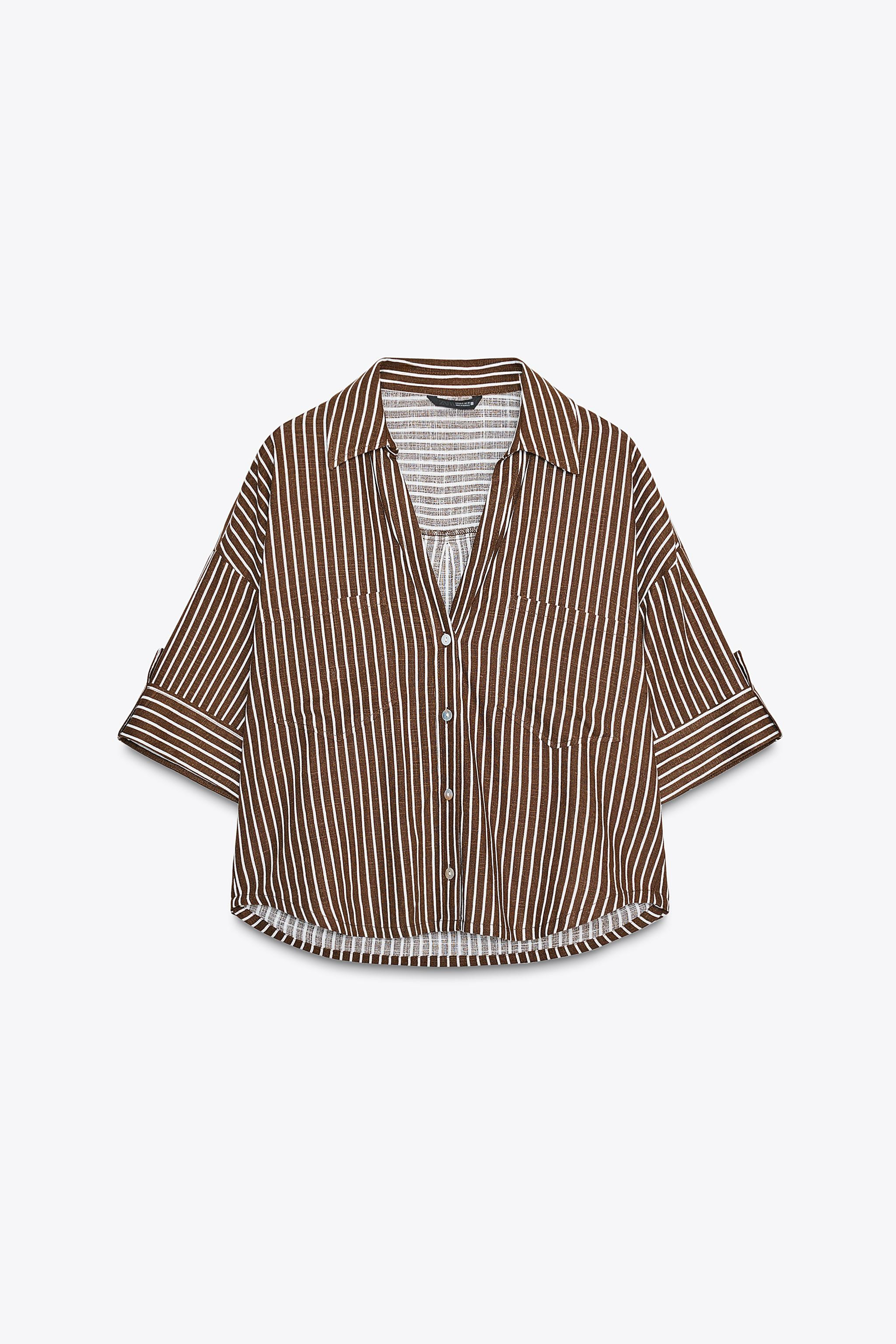 LINEN BLEND CROPPED SHIRT | Zara US