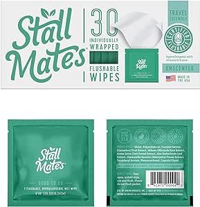 Stall Mates Wipes - Flushable Wipes | Individually Wrapped | Travel Friendly | Unscented with Vit... | Amazon (US)