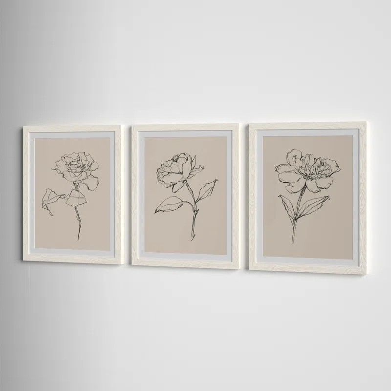 Floral Contour Study I - 3 Piece Picture Frame Painting | Wayfair North America