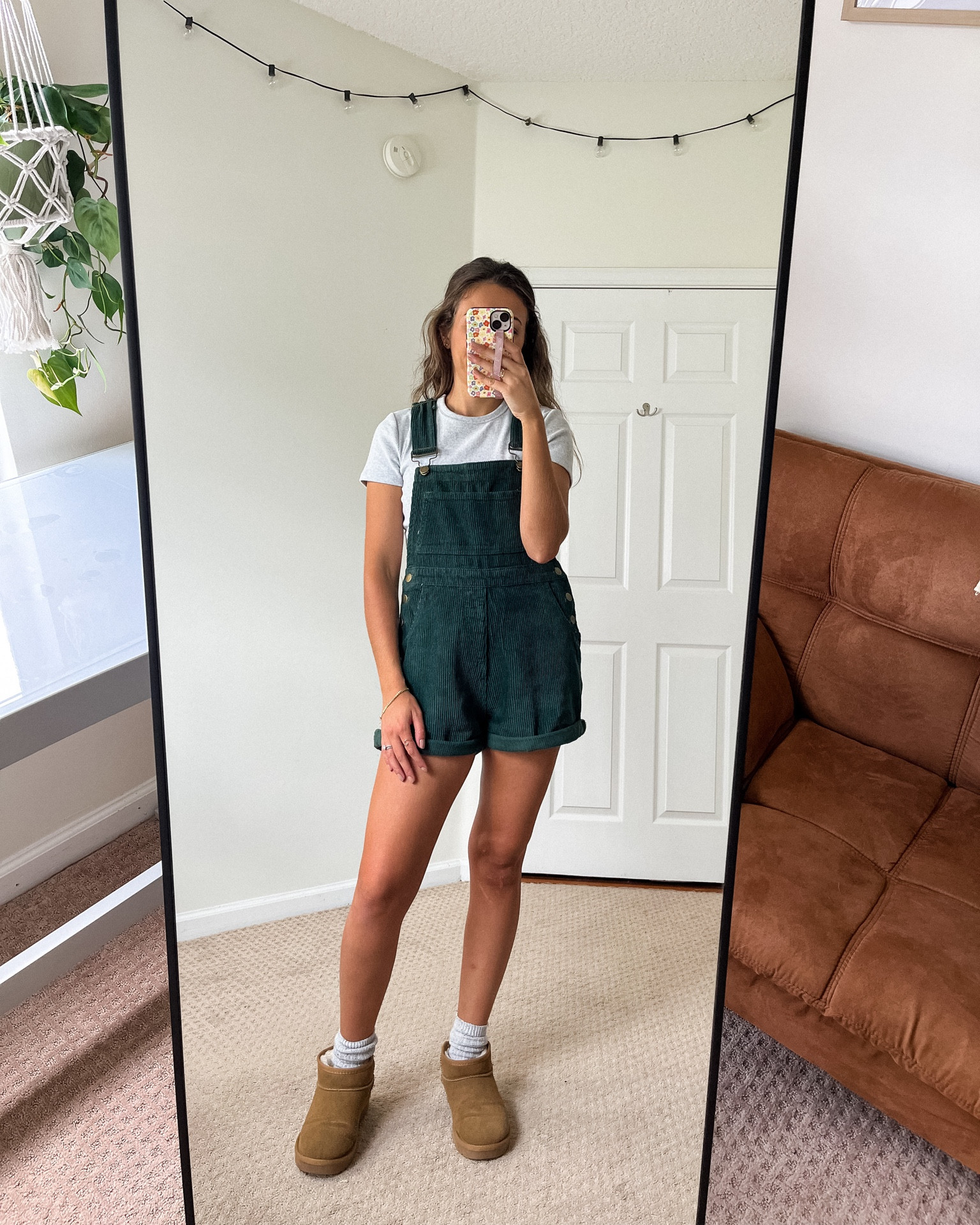 Fall Outfit Idea, Green Overalls, Ugg Classic Ultra Mini Boots, Princess Polly Overalls, Fall Aesthetic 

#LTKSeasonal #LTKstyletip