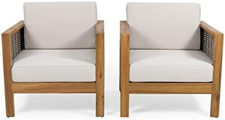 Christopher Knight Home 312956 Judith Outdoor Acacia Wood Club Chair with Wicker Accents (Set of ... | Amazon (US)