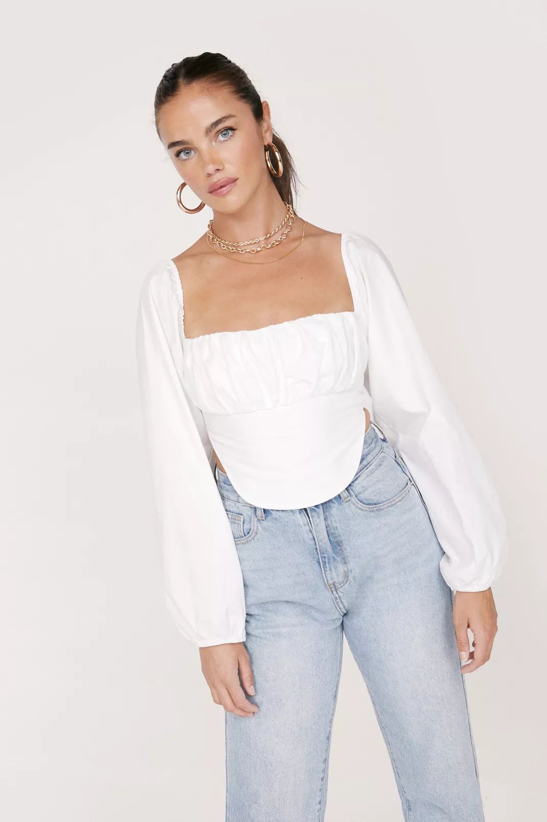 Square Neck Cropped Corset Blouse | Nasty Gal (US)