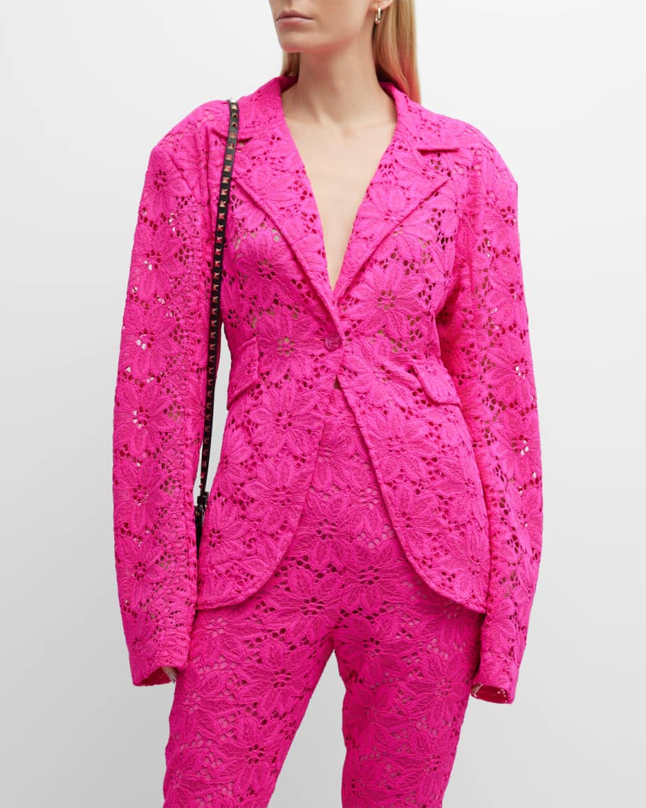 Rotate Birger Christensen Lace Fitted Blazer | Neiman Marcus