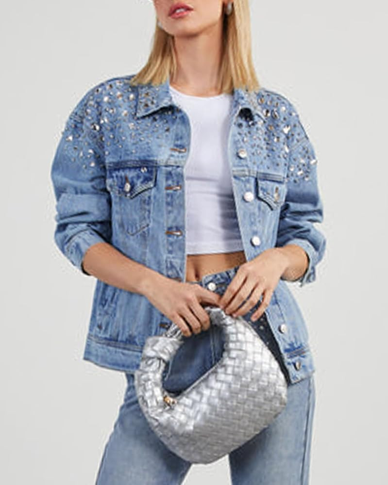 Kedera Jean Jacket Women Trendy 2025 Embellished Button Down Vintage Western Trucker Jacket Sprin... | Amazon (US)