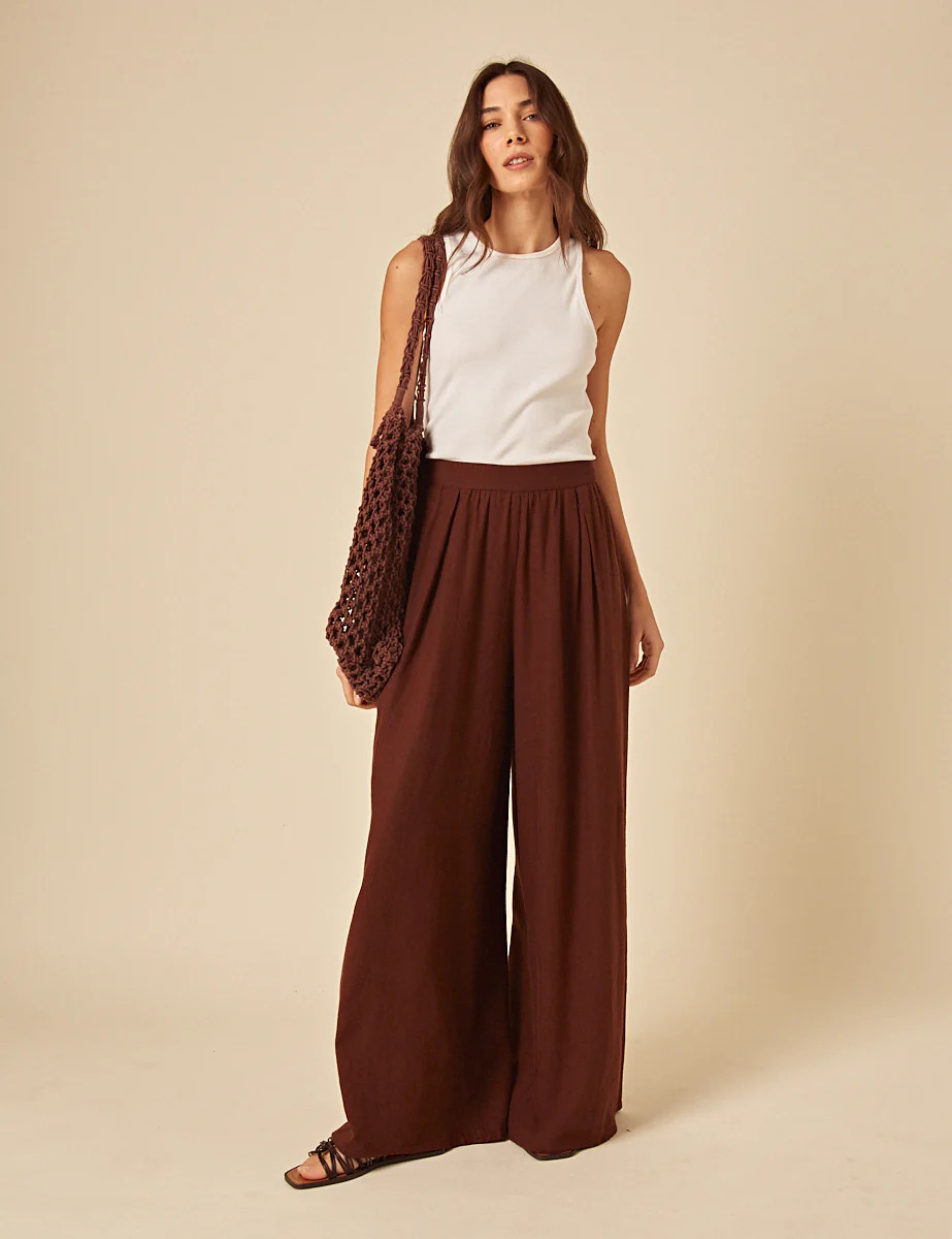 Brown Linen-blend Jerrow Trousers | Nobody's Child