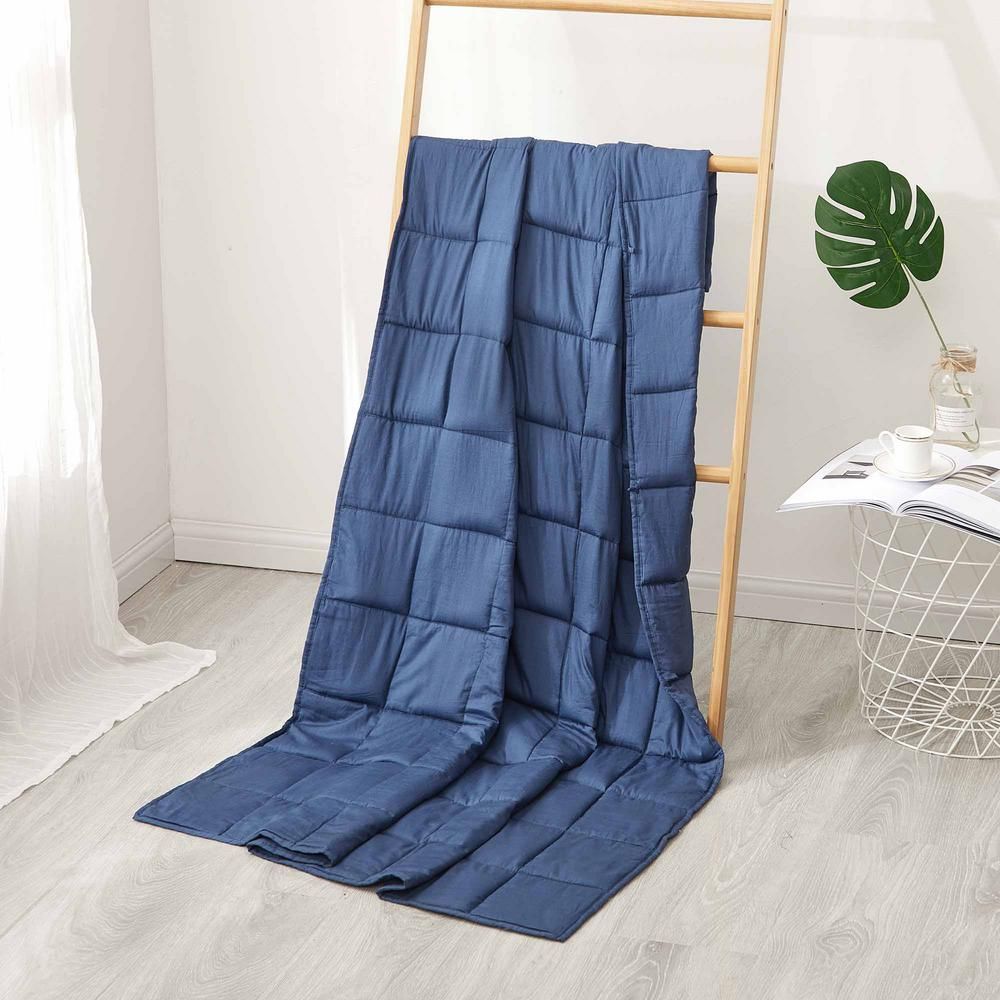 Sutton Home Fashions Navy Cotton 20 Lbs. Twin Weighted Blanket, Navy-20lb | The Home Depot
