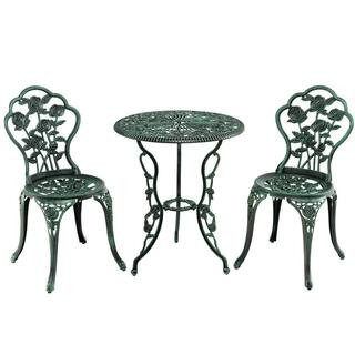 SUNRINX 3-Piece Rose Design Cast Aluminum and Cast Iron Patio Conversation Set MG20-20HWJJ - The ... | The Home Depot