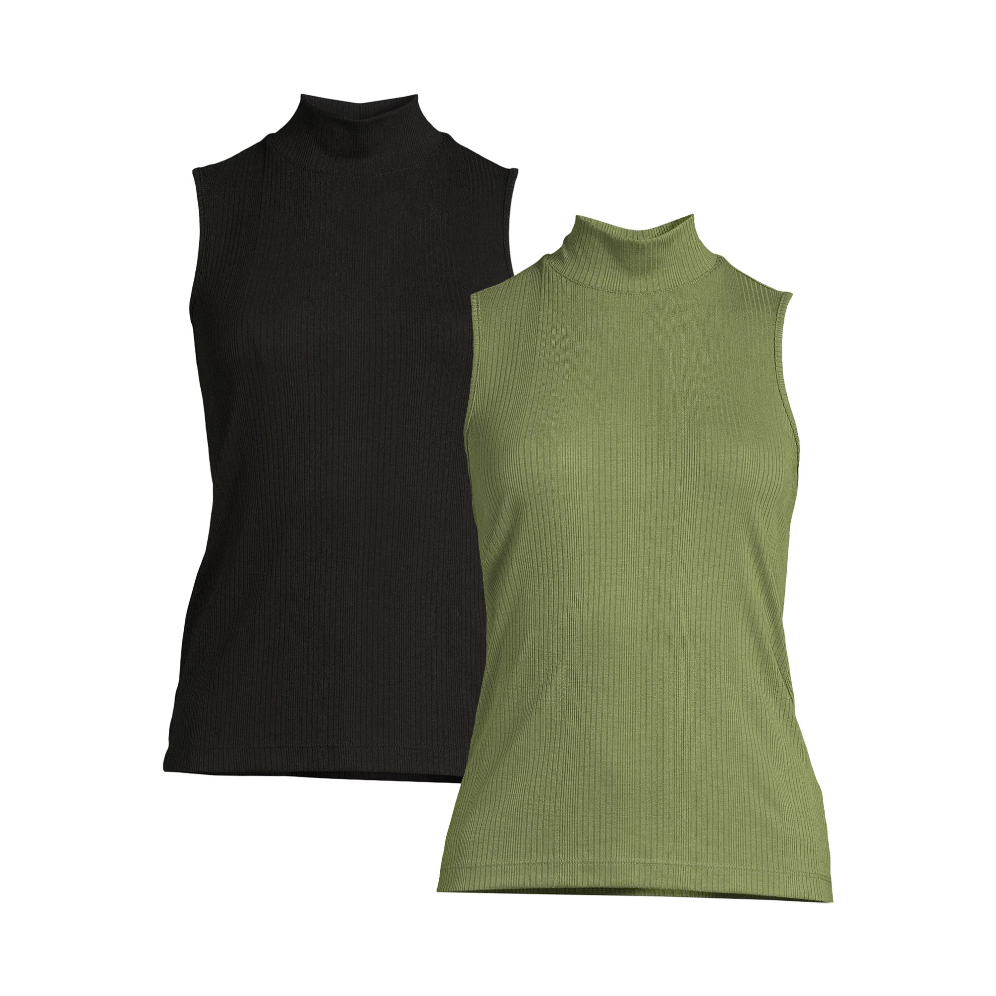 Time and Tru Women's Mock Neck Tank Top, 2-Pack | Walmart (US)