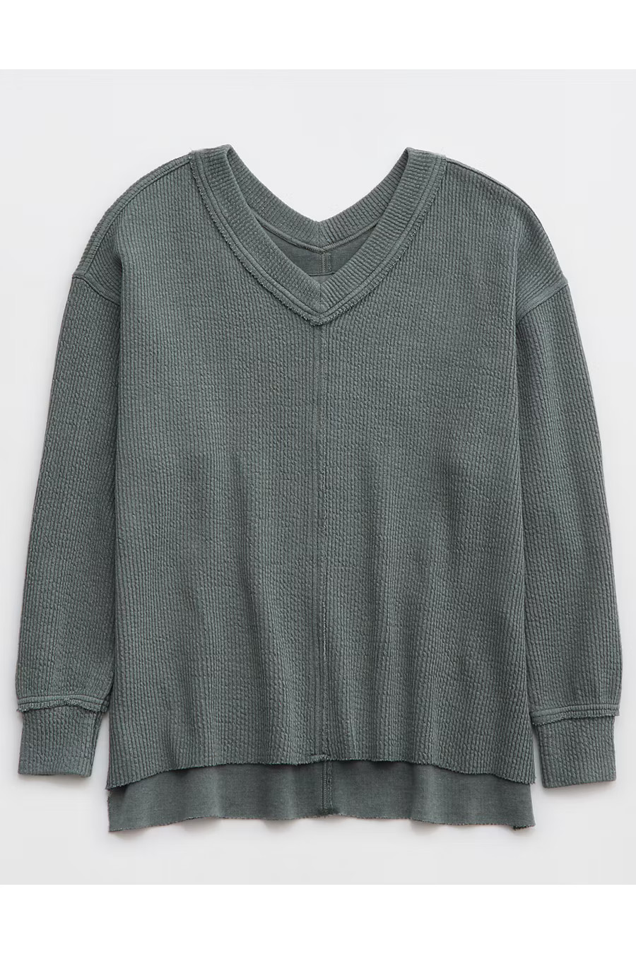 Aerie Wonder Textured V-Neck Sweatshirt | Aerie