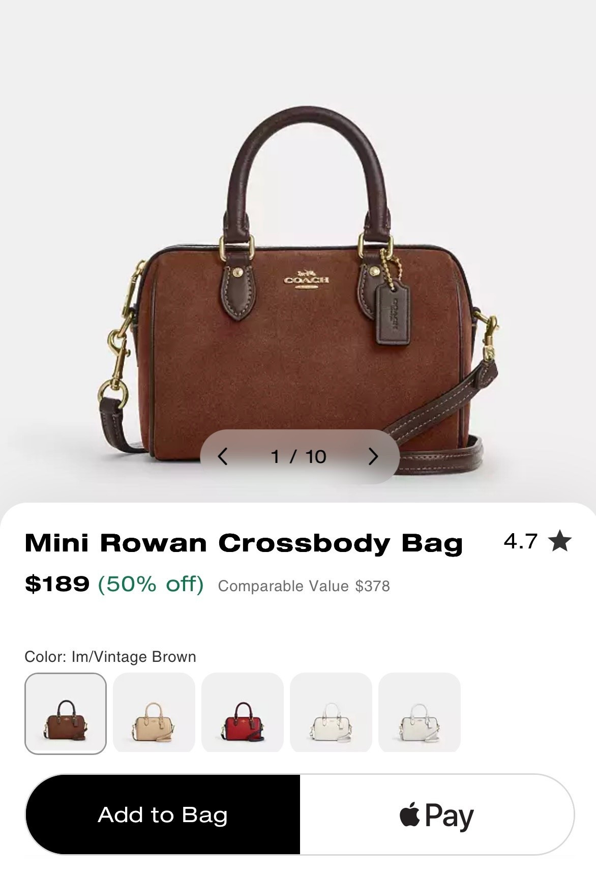 Mini suede Coach Rowan in stock now! 