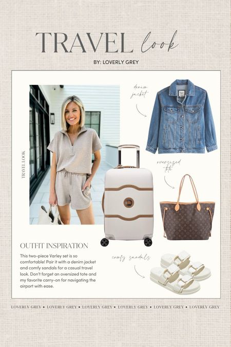 Spring travel outfit idea. I love this Varley two-piece set. Pair it with a comfy sandal and denim jacket for a casual travel look. Loverly Grey, travel outfit 

#LTKSeasonal #LTKstyletip #LTKtravel