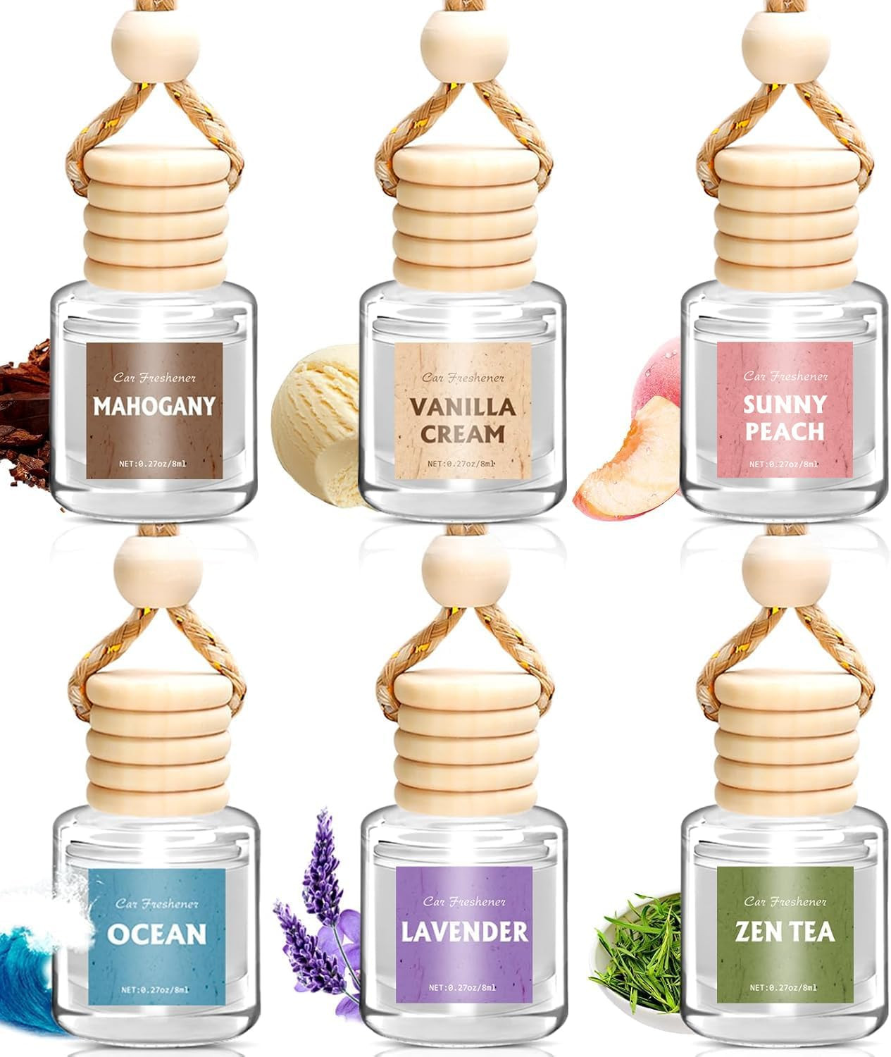 AROIC 6Pack Car Air Freshener, Hanging Essential Oil Air Freshener Diffuser | Amazon (US)