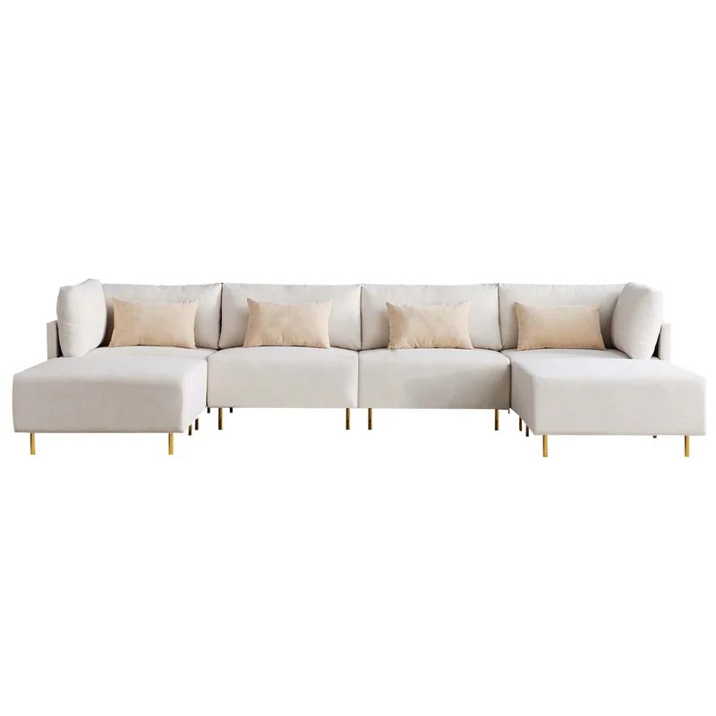 143.3'' Wide U-Shape Linen Sectional Sofa | Wayfair North America