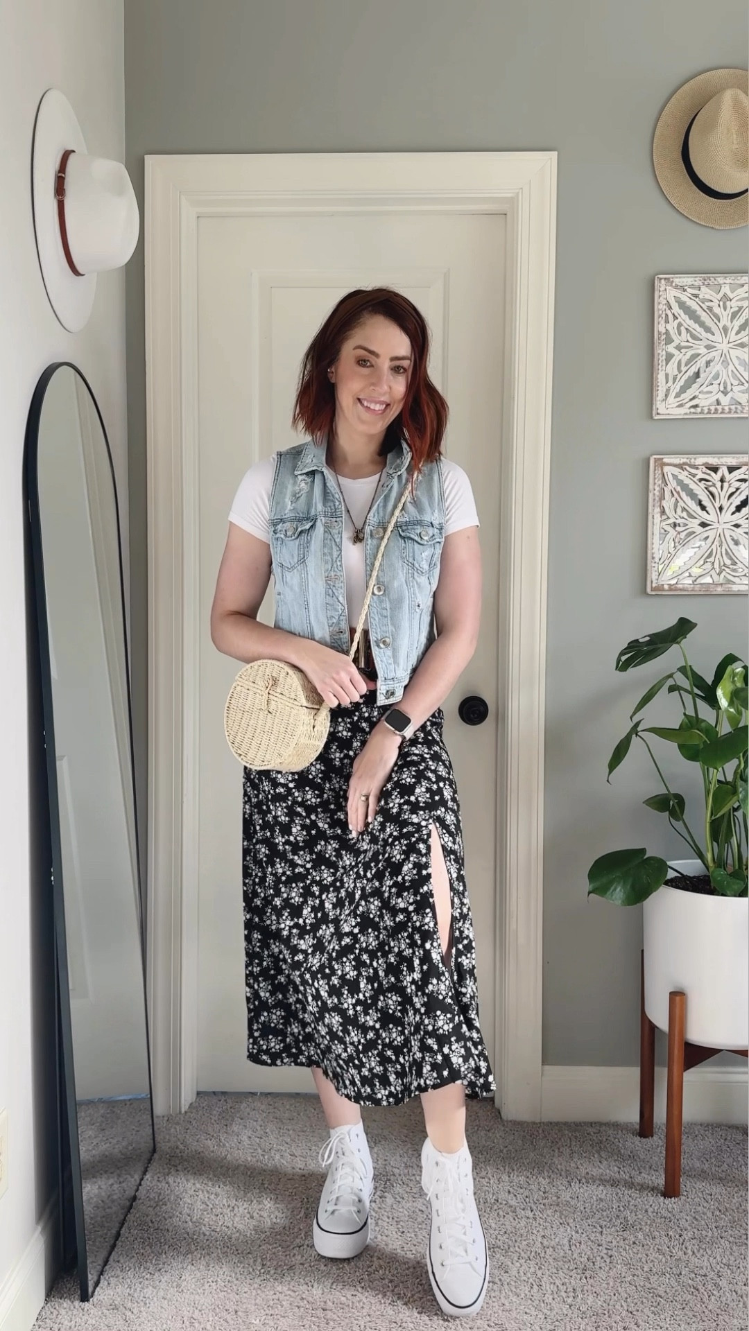 Proof that a maxi skirt isn’t just for summer—it’s a year-round vibe!

Day 4 of my 31 Days of Closet Magic Challenge is all about giving this black-and-white floral midi skirt a winter twist. 

I styled it with a classic white t-shirt bodysuit and added a denim vest for that effortless, laid-back feel. A waist-cinching brown belt pulls it all together, while my high-top white Converse keeps the look casual and comfy.

For accessories, I layered on a charm necklace, added a brown headband for a touch of boho sweetness, and grabbed my circular wicker crossbody bag to complete the outfit. Midi skirts in winter? Yes, please. 🙌

What’s your midi skirt style?
🌸 Boho and flowy
🖤 Edgy and bold

#ClosetMagicChallenge #MaxiSkirtStyle #BohoWinterOutfits #ShopYourCloset #NoSpendChallenge #BohoChicVibes

#LTKStyleTip #LTKMidsize #LTKShoeCrush