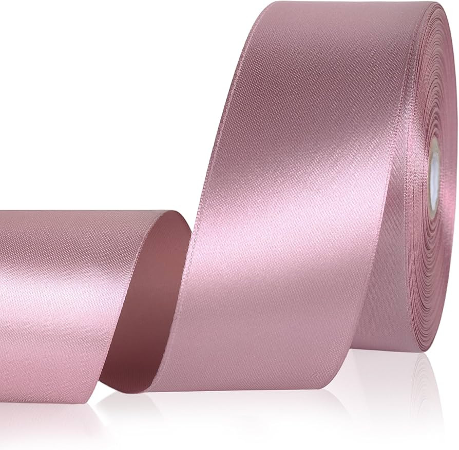 Rosy Mauve Ribbon 2 Inch, 60 Yards Polyester Mauve Satin Ribbon for Gift Wrapping, Fabric Ribbon ... | Amazon (US)