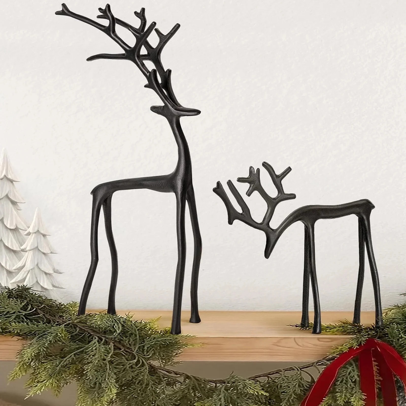 Christmas Reindeer Figurines for Centerpieces: Black Iron Reindeer Christmas Decor for Dining Roo... | Walmart (US)