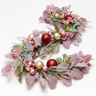 BrylaneHome 6’ Blush Christmas Garland - Pink Multi | Target