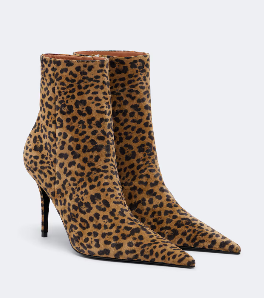 Amina Muaddi Barbara leopard-print suede ankle boots | Mytheresa (US/CA)