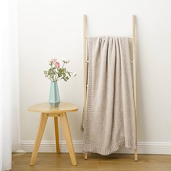 BATTILO HOME Chenille Knit Throw Blanket for Couch, Cozy Beige Throw Blanket for Home Decor, Neut... | Amazon (US)