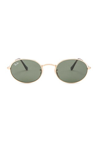 Ray-Ban Oval Flat in Gold & Green Classic from Revolve.com | Revolve Clothing (Global)