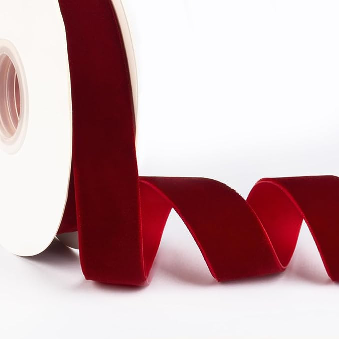 Burgundy Velvet Ribbon 1 Inch X 10Yd Single Face Fabric Ribbon Roll for Gift Wrapping Decoration ... | Amazon (US)
