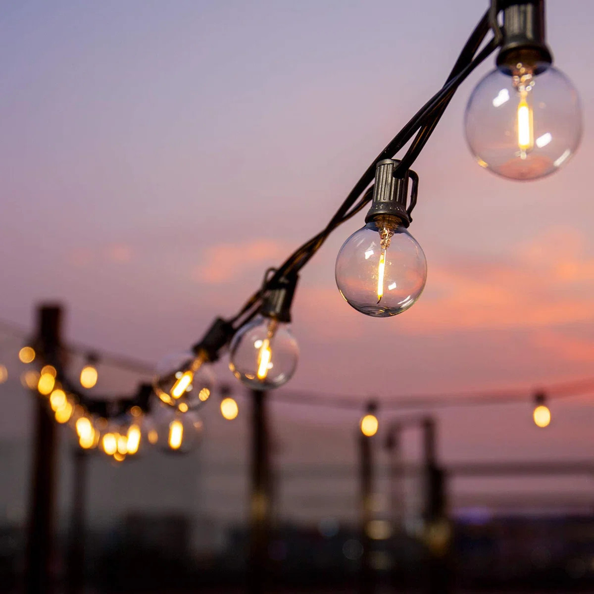 50ft 25-Bulb Outdoor Globe String Lights with Shatterproof LED Bulbs - Connectable, Weatherproof,... | Wayfair North America