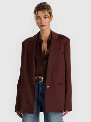 RONAN OVERSIZED BOXY BLAZER - DARK CHOCOLATE | Alice + Olivia