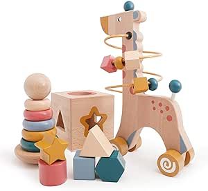 MONJOY 3-in-1 Wooden Montessori Toys for 1+ Year Old - Wooden Toys for Toddlers 1-3 - Learning To... | Amazon (US)