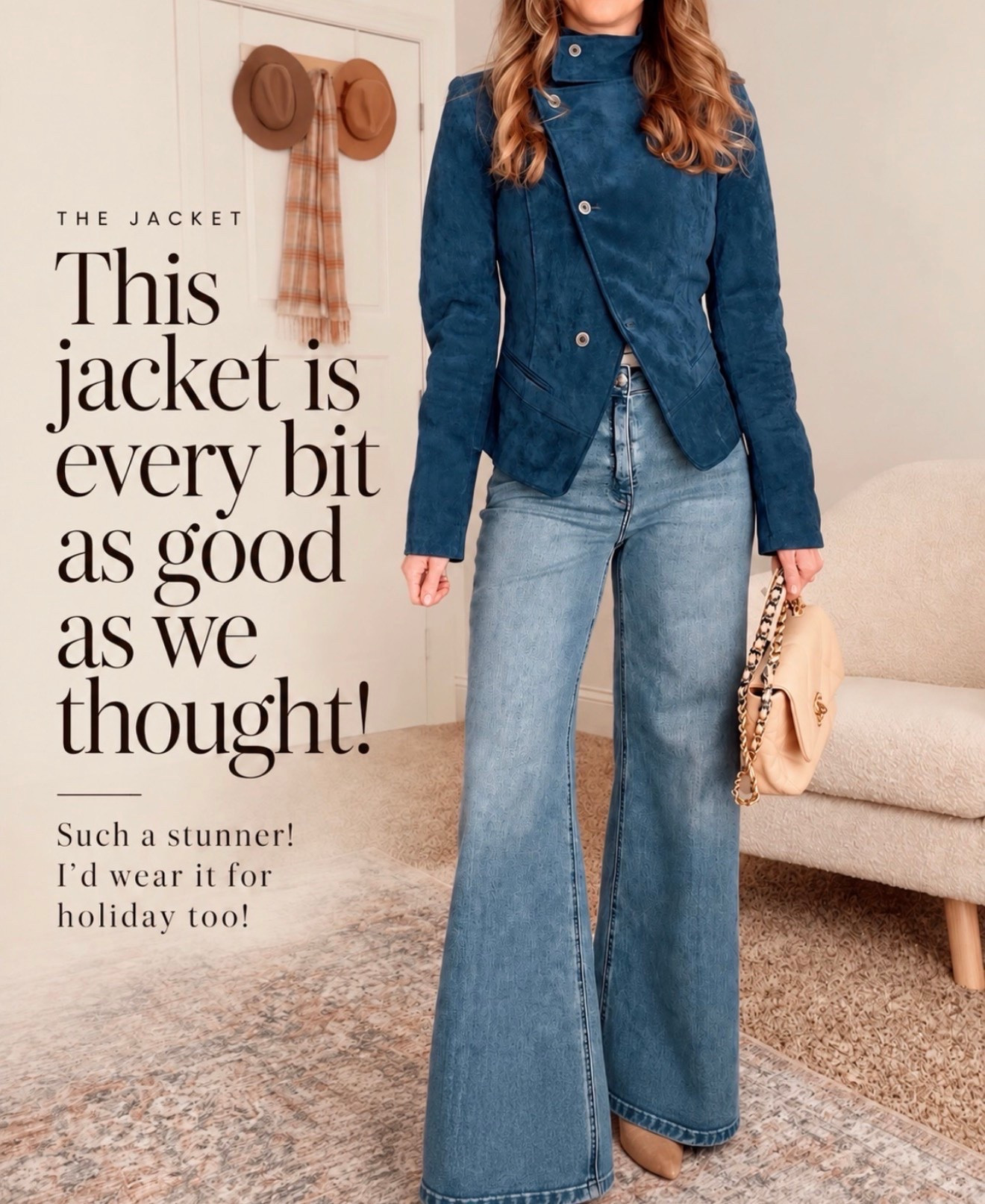 This jacket holds a strong shape when layered right. The fit works well with wide legs. Try pairing it with a simple top for balance.