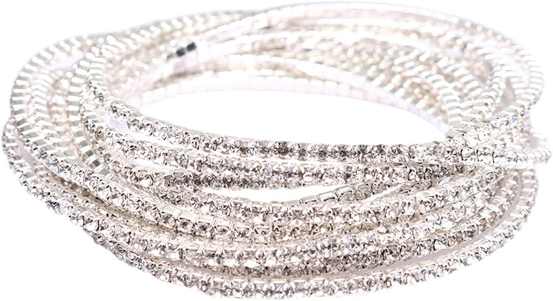 10Pcs 14K Gold Plated Dainty Sparkling Colorful Cubic Zircon Crystal Beaded Stackable Stretch Rhi... | Amazon (US)