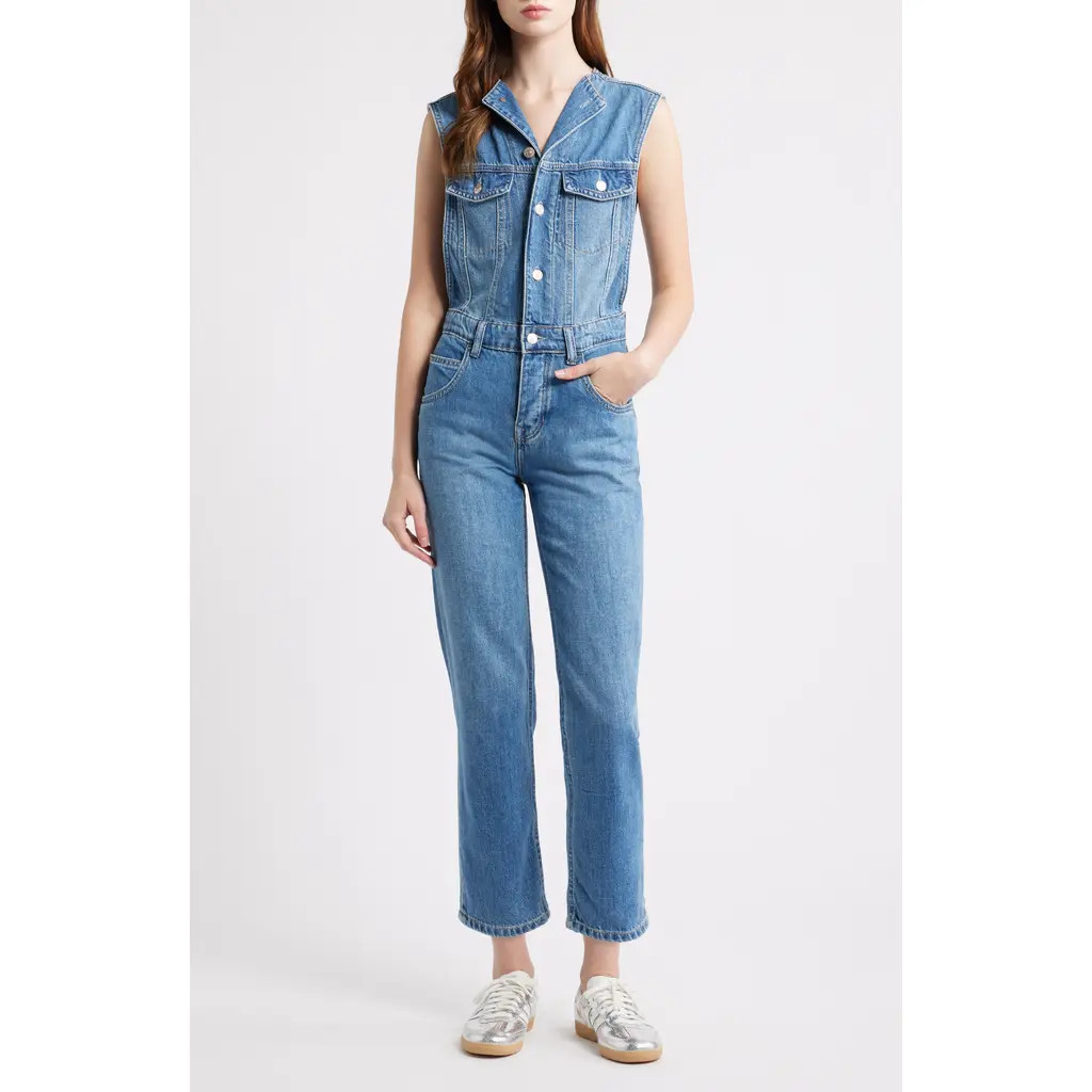 Free People All You Need Denim Jumpsuit in Bea Blue at Nordstrom Rack, Size 28 | Nordstrom Rack