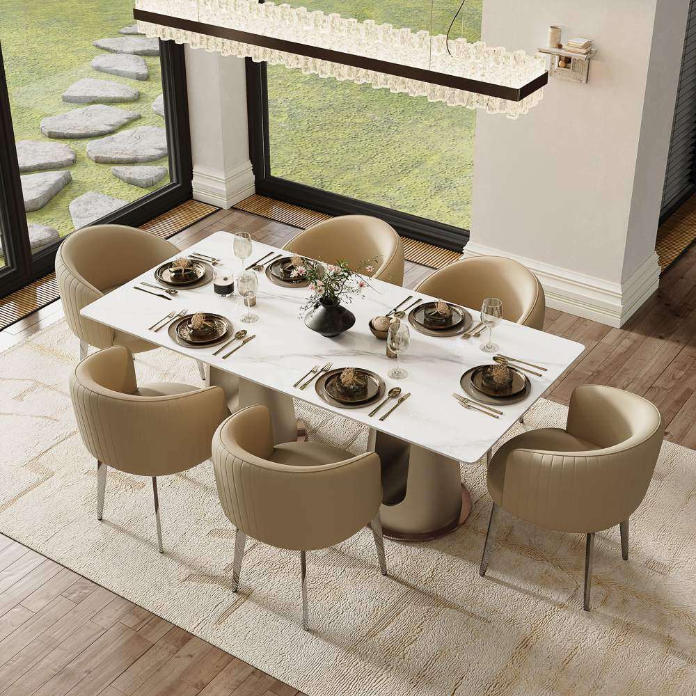 79'' Modern dining table Sintered Stone Dining Table rectangular dining table | POVISON