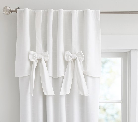 Evelyn Linen Blend Bow Valance Blackout Curtain | Pottery Barn Kids