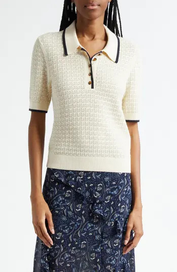 Veronica Beard Brandt Pointelle Polo Sweater | Nordstrom | Nordstrom