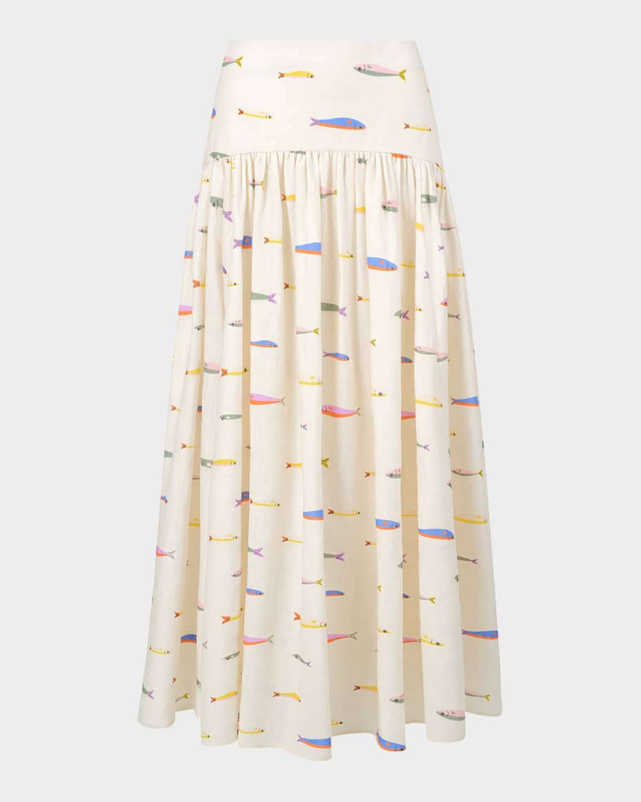 STAUD Procida Linen Maxi Skirt | Neiman Marcus