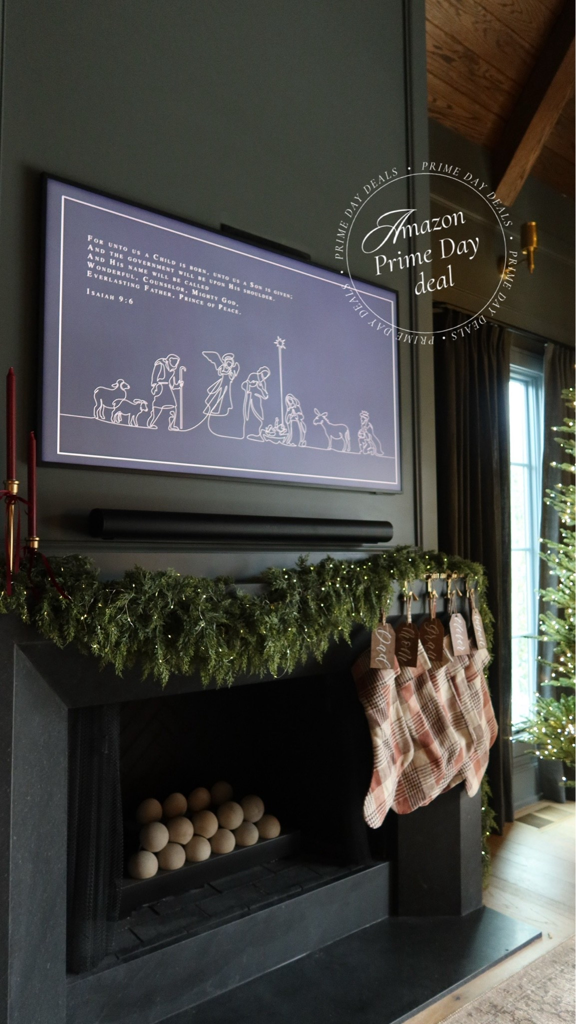 Our Christmas cedar garland is currently on sale for Prime Days & was one of my favorite finds last year!! So thick & love how it drapes- we used it on our mantels, in our kitchens and on our staircase last year! Also linking the command stripes I used to hang it, which made it so so easy to set up!