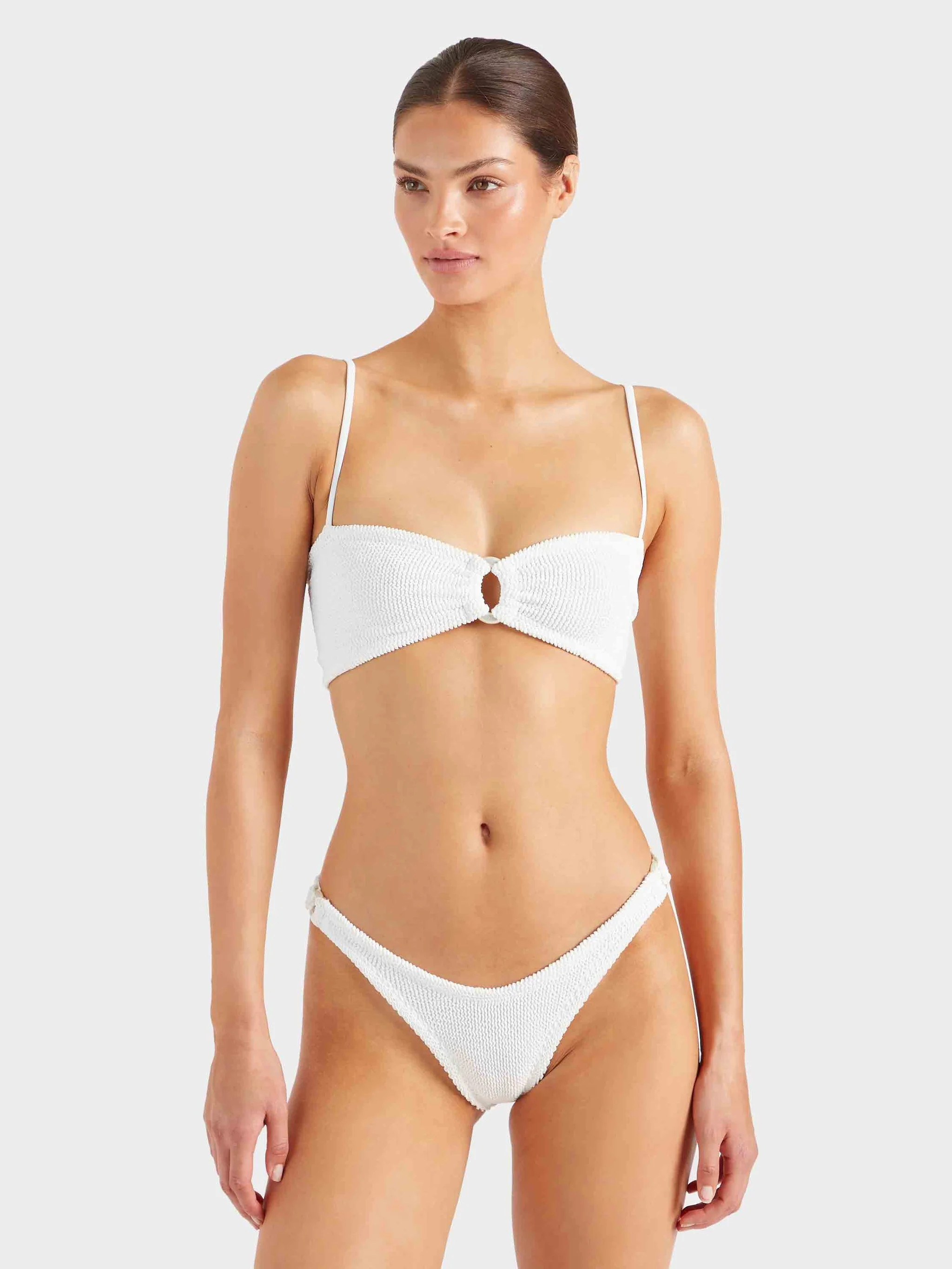 Misty Bikini With Pearly Hoop - White | HUNZA G