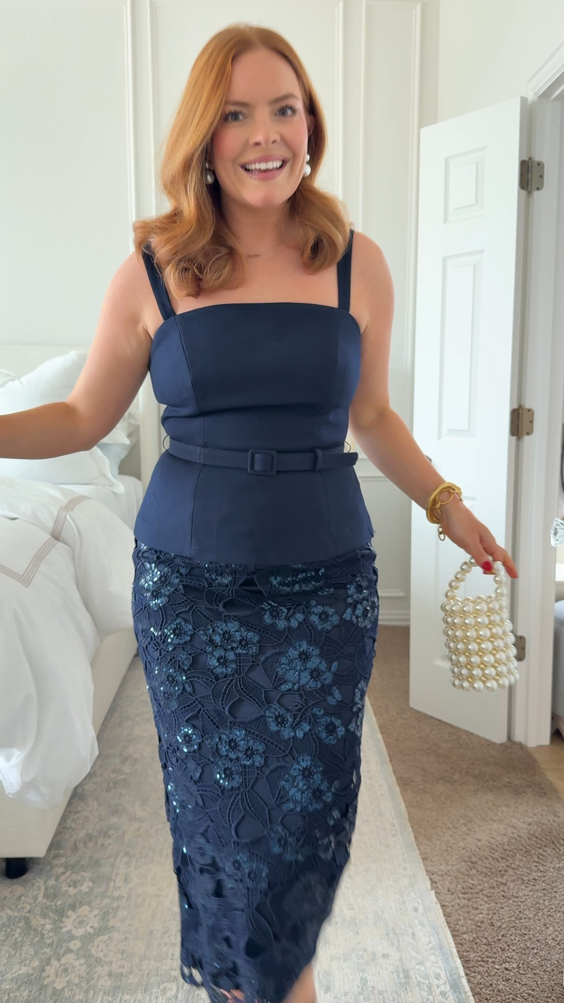 A classic navy cocktail wedding guest dress is always a good idea. This fitted navy  midi dress is perfect for evening weddings, formal receptions, or black-tie optional events.

The lace detailing keeps it elegant while the structured shape makes it feel polished and timeless.

If you’re looking for a navy wedding guest dress for a formal wedding, this is a versatile option you can rewear.

Sizing: I’m in a size 8. True to size with a tailored fit. Midi length with stretch for comfort.

black cocktail dress for wedding, formal wedding guest dress, black midi dress, evening wedding outfit

#LTKgrwm #LTKmomlife #LTKWedding