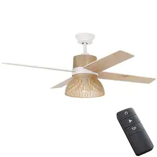 Home Decorators Collection Savannah 52 in. Indoor LED Matte White Dry Rated Ceiling Fan with 4 Re... | The Home Depot