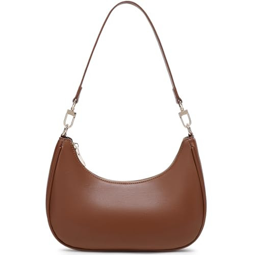 Women's Shoulder Bag Cute Hobo Purse Vintage with Zipper Pocket - Lightweight Underarm Clutch Purse for Daily Use (Brown) | Amazon (US)