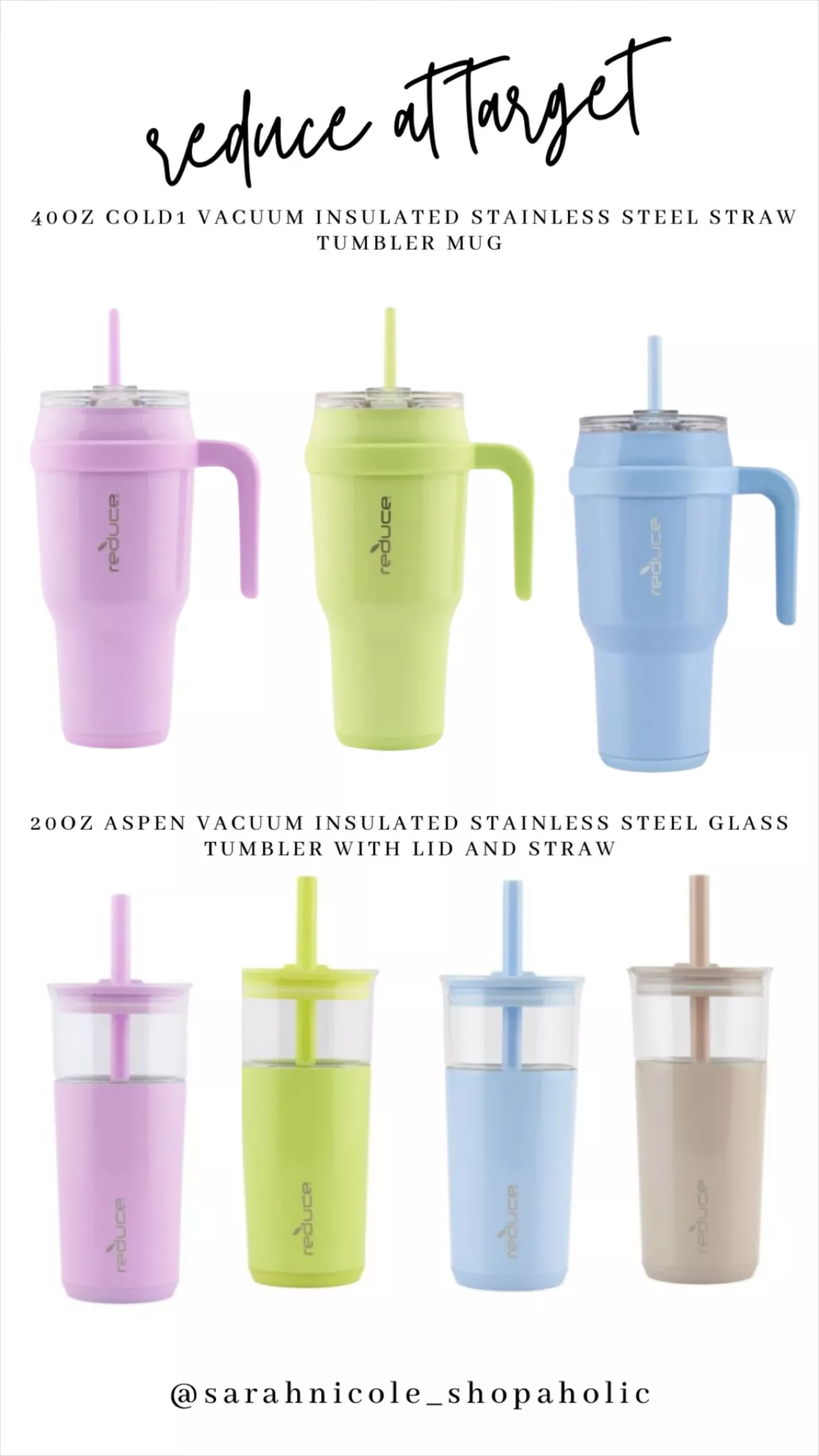Reduce Vacuum Insulated Stainless Steel Cold1 Tumbler with Straw