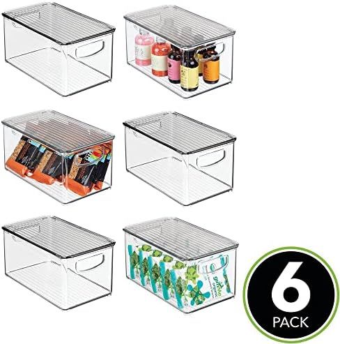 mDesign Plastic Stackable Kitchen Pantry Cabinet, Refrigerator, Freezer Food Storage Box with Handle | Amazon (US)