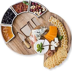 Charcuterie Cheese Board and Platter Set - Made from Acacia Wood - US Patented 13 inch Cheese Cut... | Amazon (US)