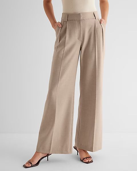 Stylist High Waisted Luxe Lounge Pleated Wide Leg Pant | Express