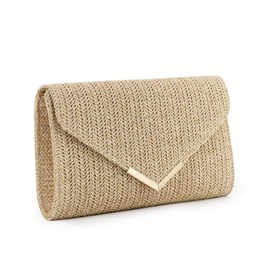 GOKTOW Straw Clutch Purse Raffia Rattan Summer Evening Bag Woven Beach Handbags for Women Wedding... | Amazon (US)