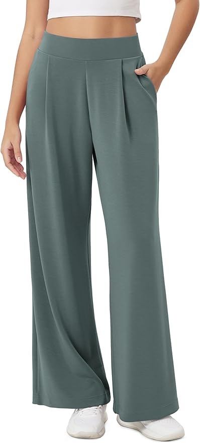 ODODOS Modal Soft Wide Leg Pants for Women High Waist Casual Relaxed Pants with Pockets-27/29"/ 3... | Amazon (US)
